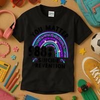 Rainbow You Matter 988 Suicide Prevention Awareness Ribbon Kids T-Shirt thumb 3