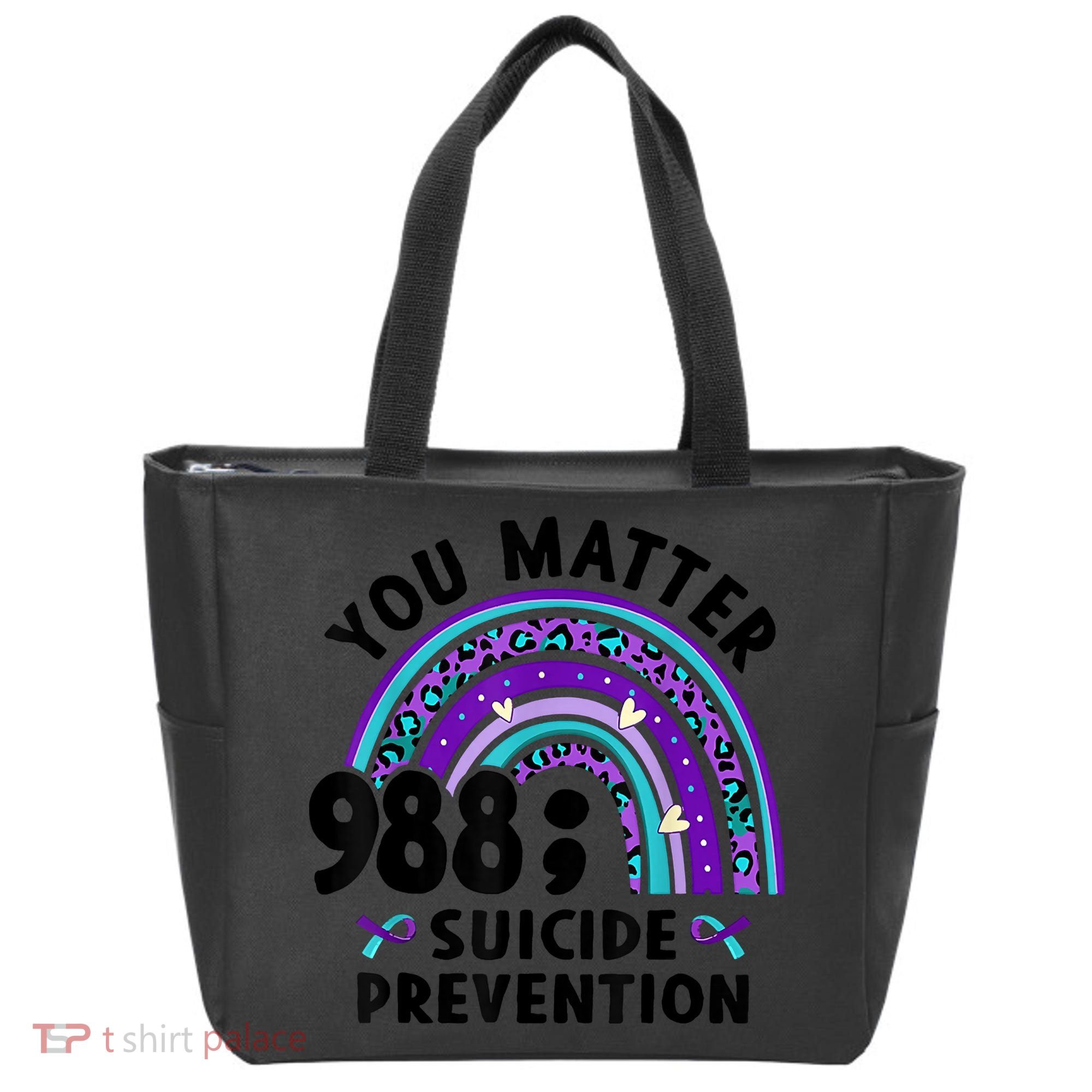 Rainbow You Matter 988 Suicide Prevention Awareness Ribbon Tote Bag