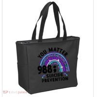 Rainbow You Matter 988 Suicide Prevention Awareness Ribbon Tote Bag thumb 2
