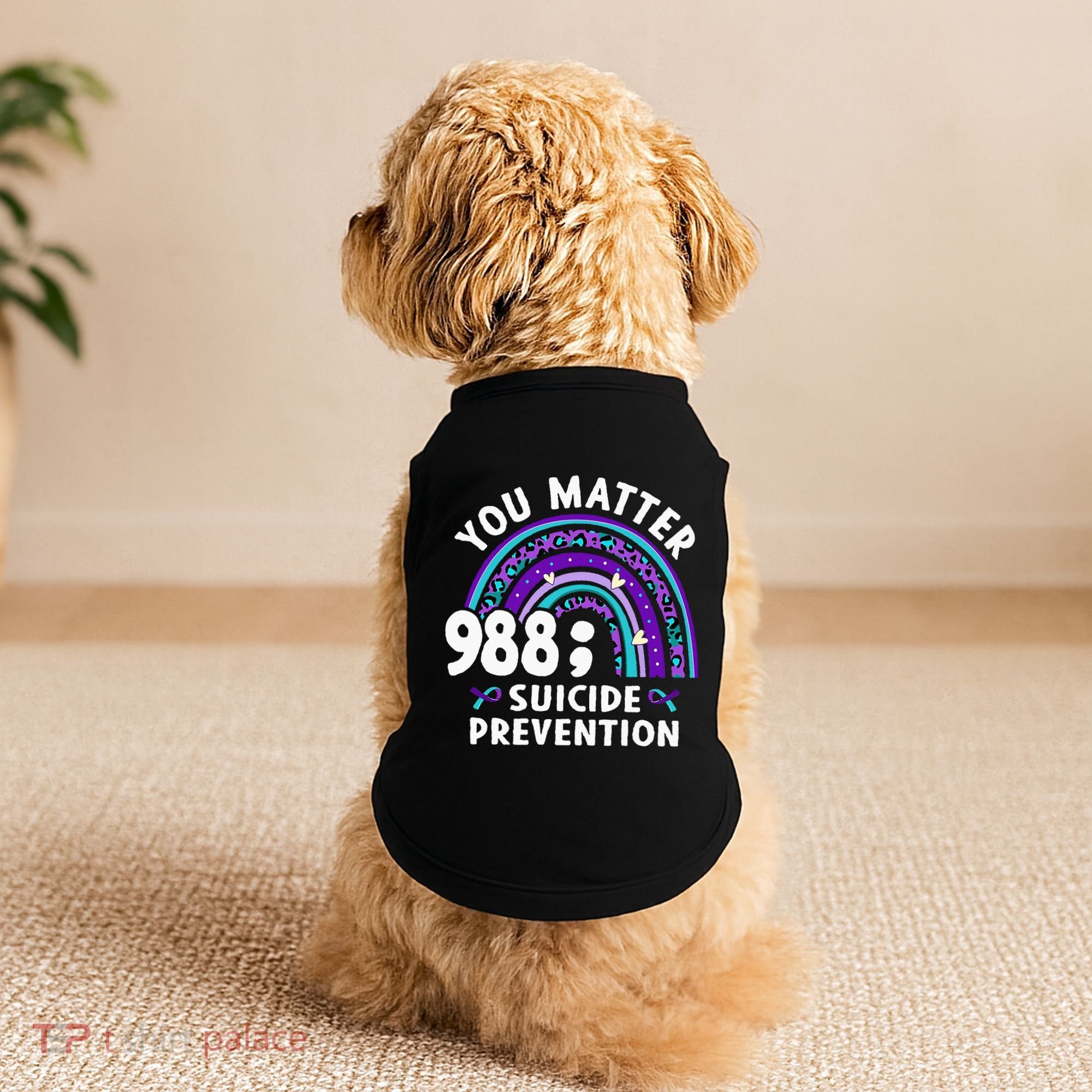 Rainbow You Matter 988 Suicide Prevention Awareness Ribbon Doggie Tank