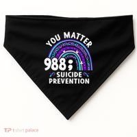 Rainbow You Matter 988 Suicide Prevention Awareness Ribbon USA-Made Doggie Bandana thumb 0