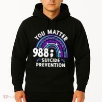 Rainbow You Matter 988 Suicide Prevention Awareness Ribbon Hoodie thumb 2