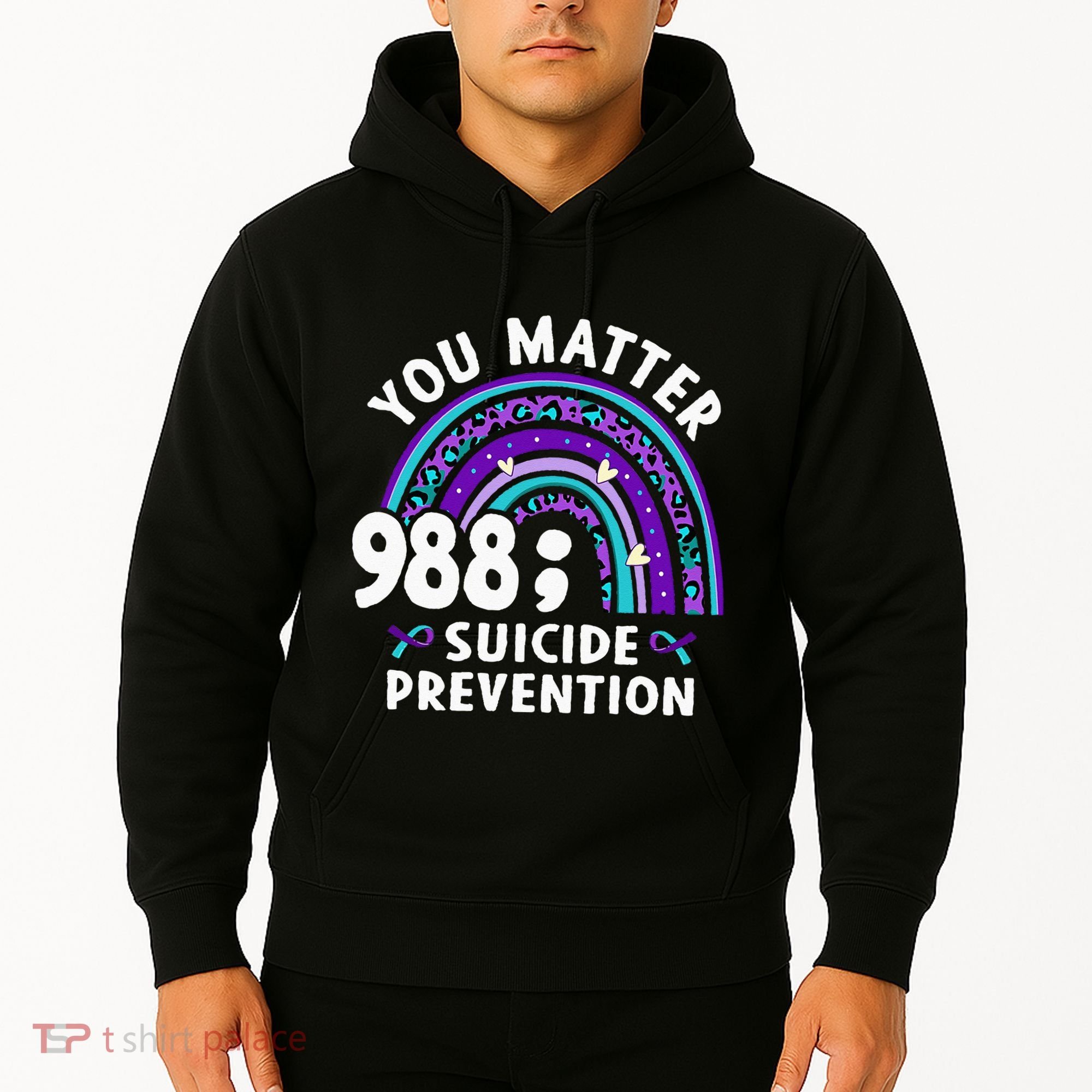 Rainbow You Matter 988 Suicide Prevention Awareness Ribbon Hoodie