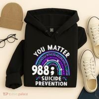 Rainbow You Matter 988 Suicide Prevention Awareness Ribbon Hoodie thumb 4