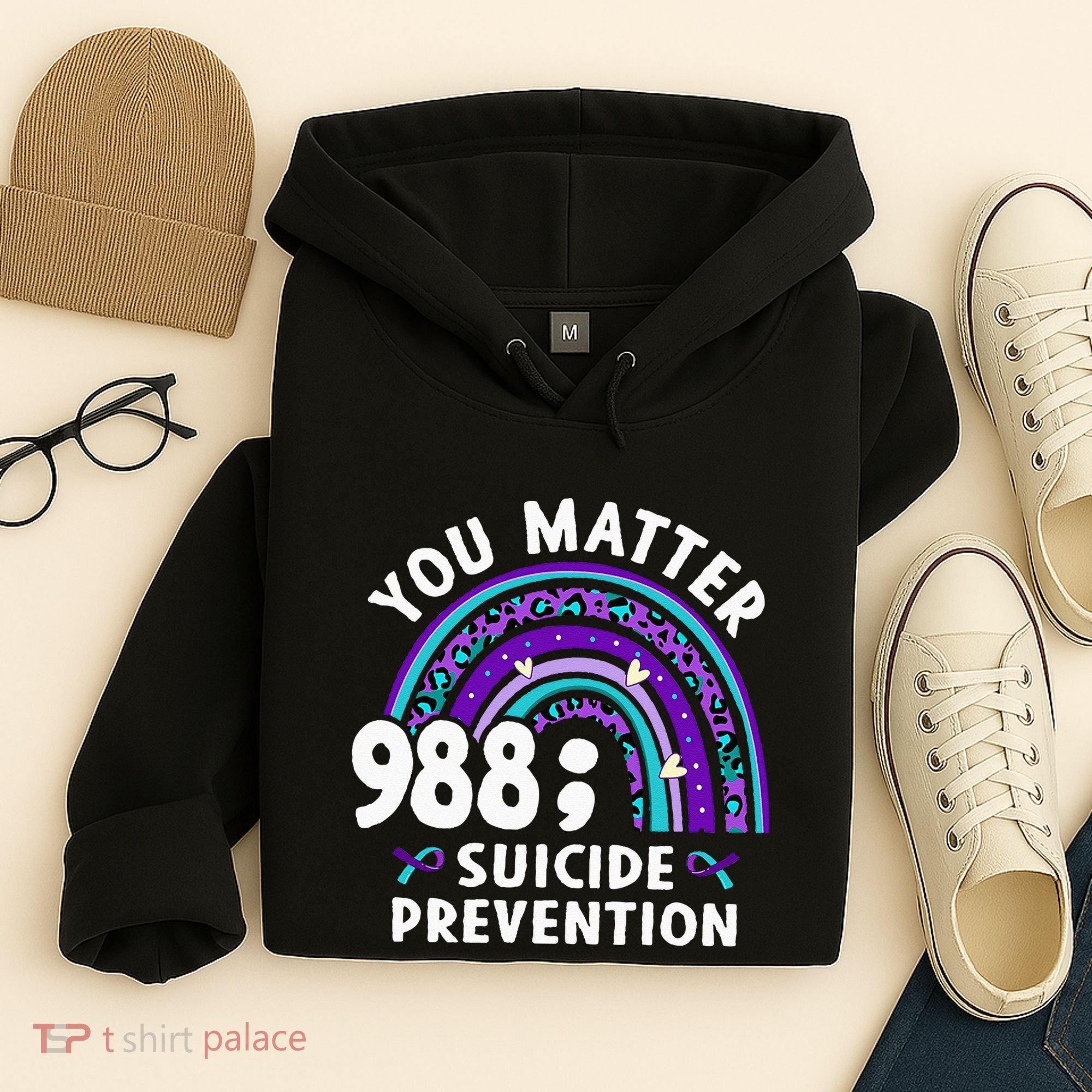 Rainbow You Matter 988 Suicide Prevention Awareness Ribbon Hoodie