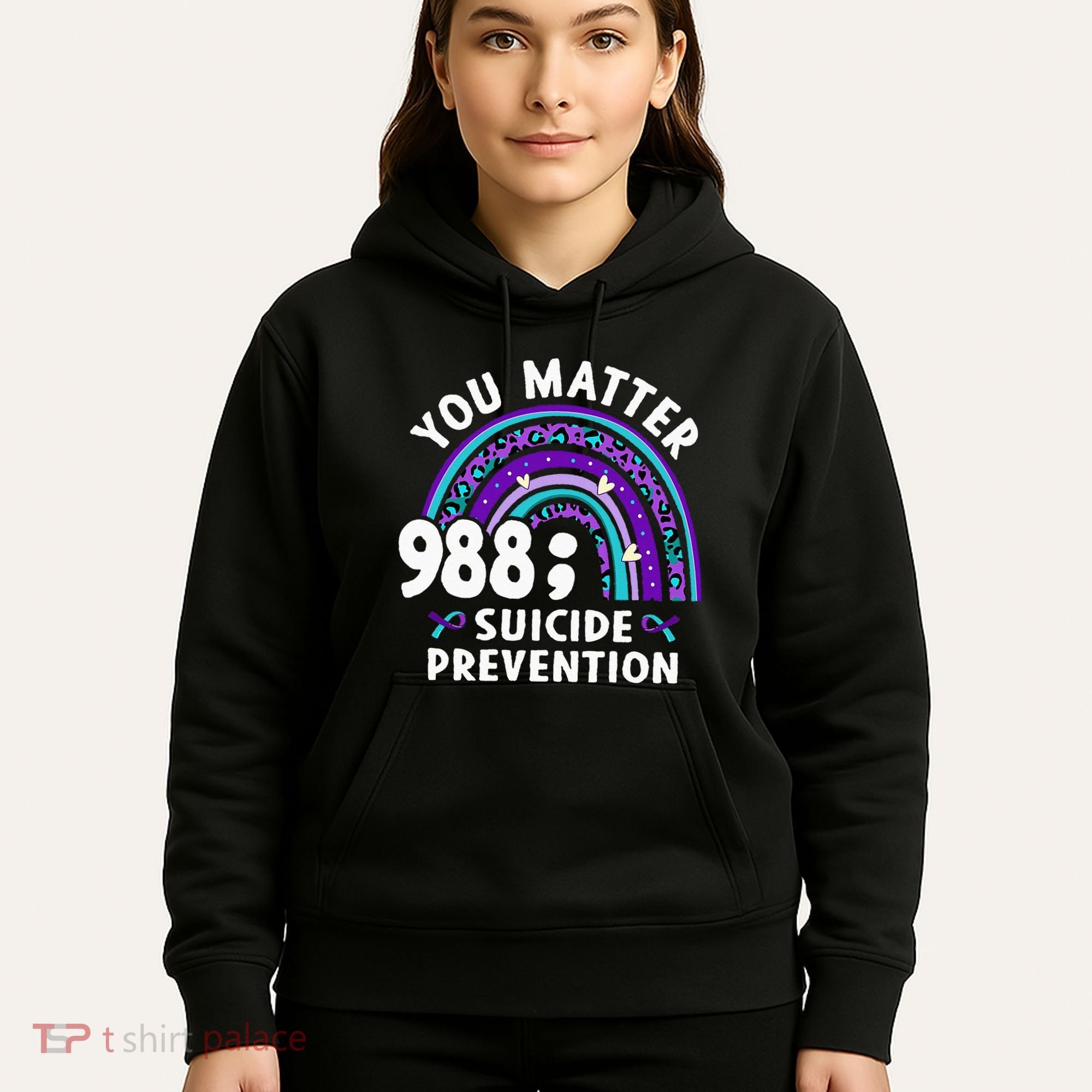 Rainbow You Matter 988 Suicide Prevention Awareness Ribbon Hoodie