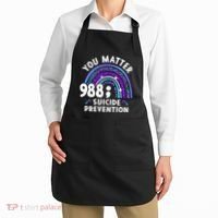 Rainbow You Matter 988 Suicide Prevention Awareness Ribbon Apron thumb 2