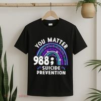 Rainbow You Matter 988 Suicide Prevention Awareness Ribbon T-Shirt thumb 2