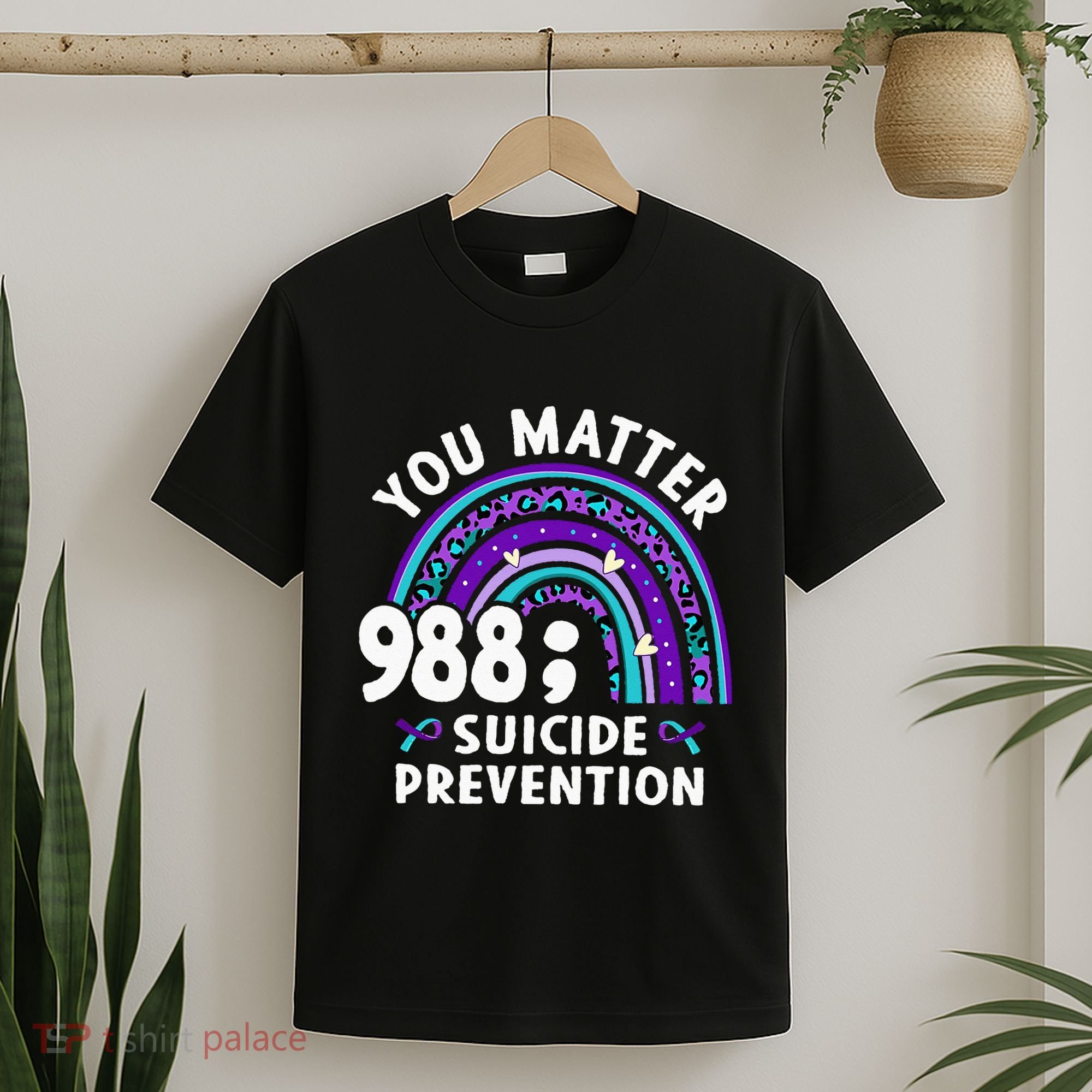 Rainbow You Matter 988 Suicide Prevention Awareness Ribbon T-Shirt