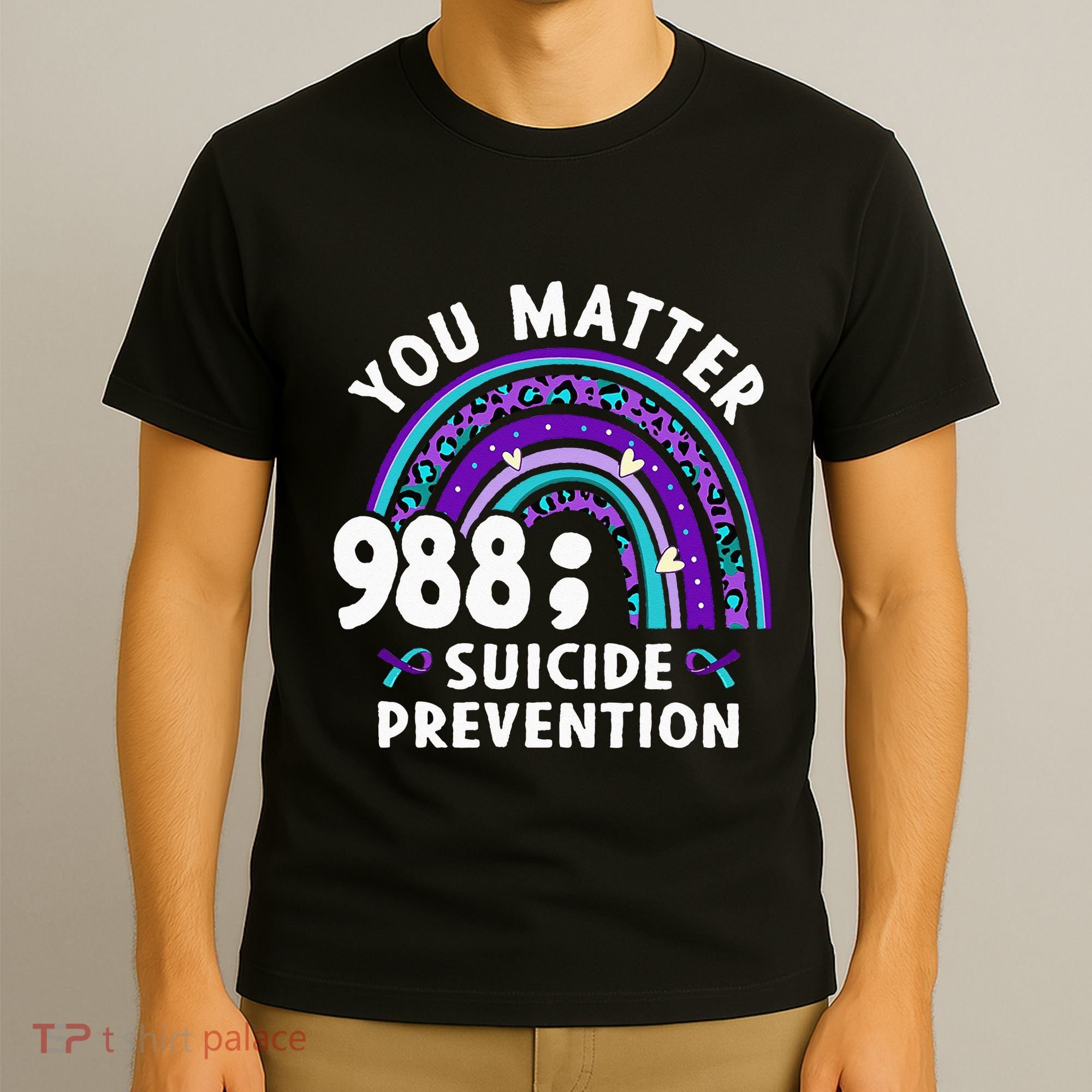 Rainbow You Matter 988 Suicide Prevention Awareness Ribbon T-Shirt