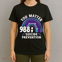 Rainbow You Matter 988 Suicide Prevention Awareness Ribbon T-Shirt thumb 4