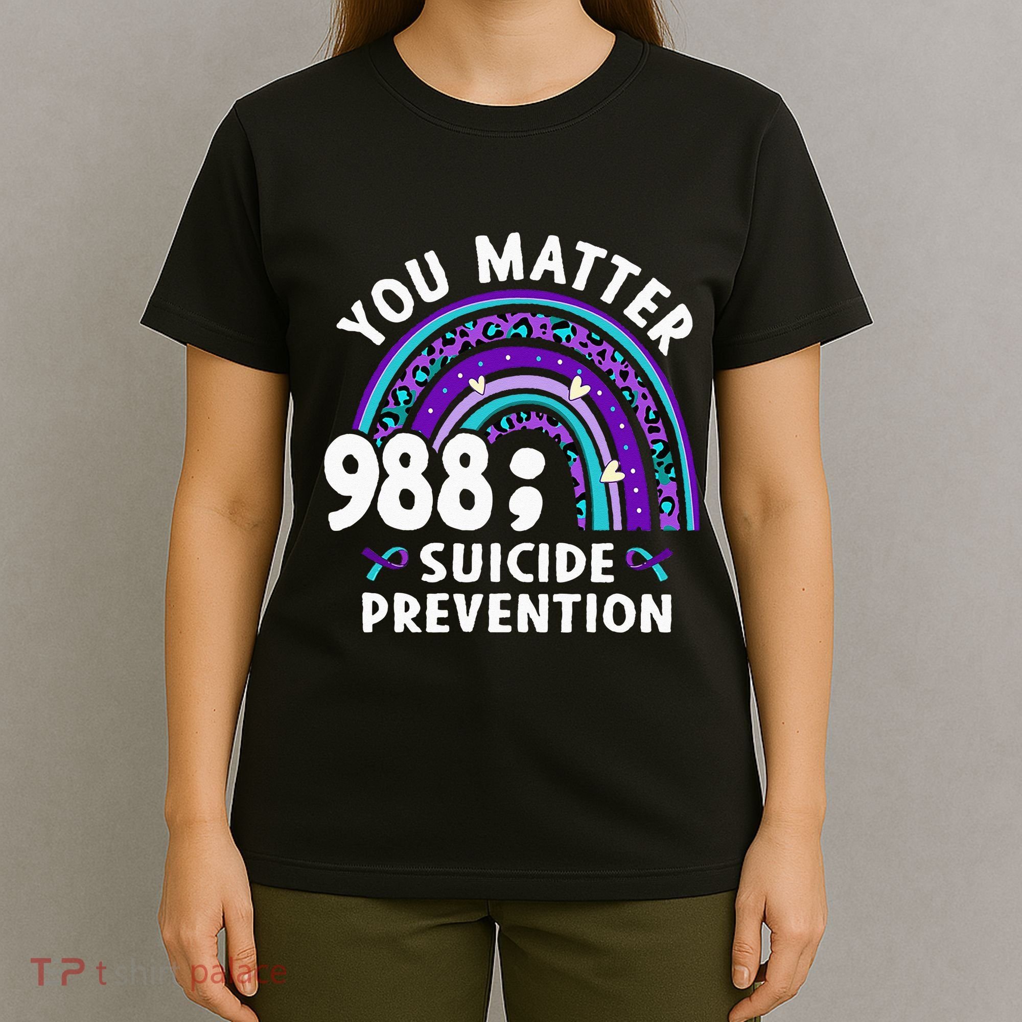 Rainbow You Matter 988 Suicide Prevention Awareness Ribbon T-Shirt