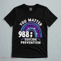 Rainbow You Matter 988 Suicide Prevention Awareness Ribbon T-Shirt thumb 5