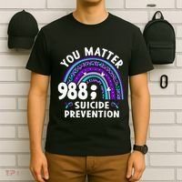 Rainbow You Matter 988 Suicide Prevention Awareness Ribbon T-Shirt thumb 6