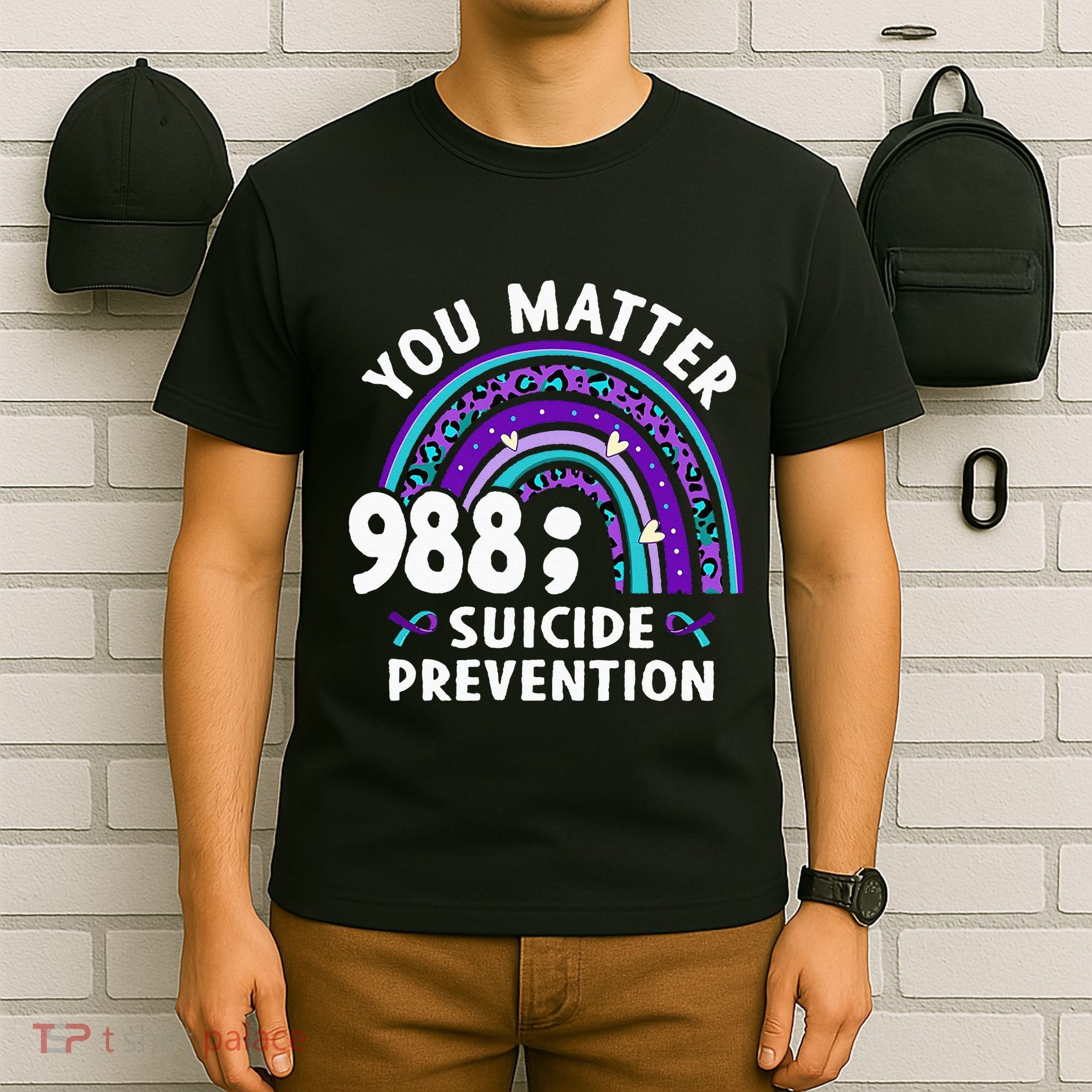 Rainbow You Matter 988 Suicide Prevention Awareness Ribbon T-Shirt