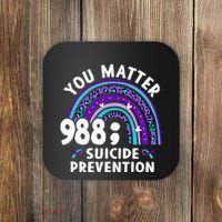 Rainbow You Matter 988 Suicide Prevention Awareness Ribbon Coaster thumb 0