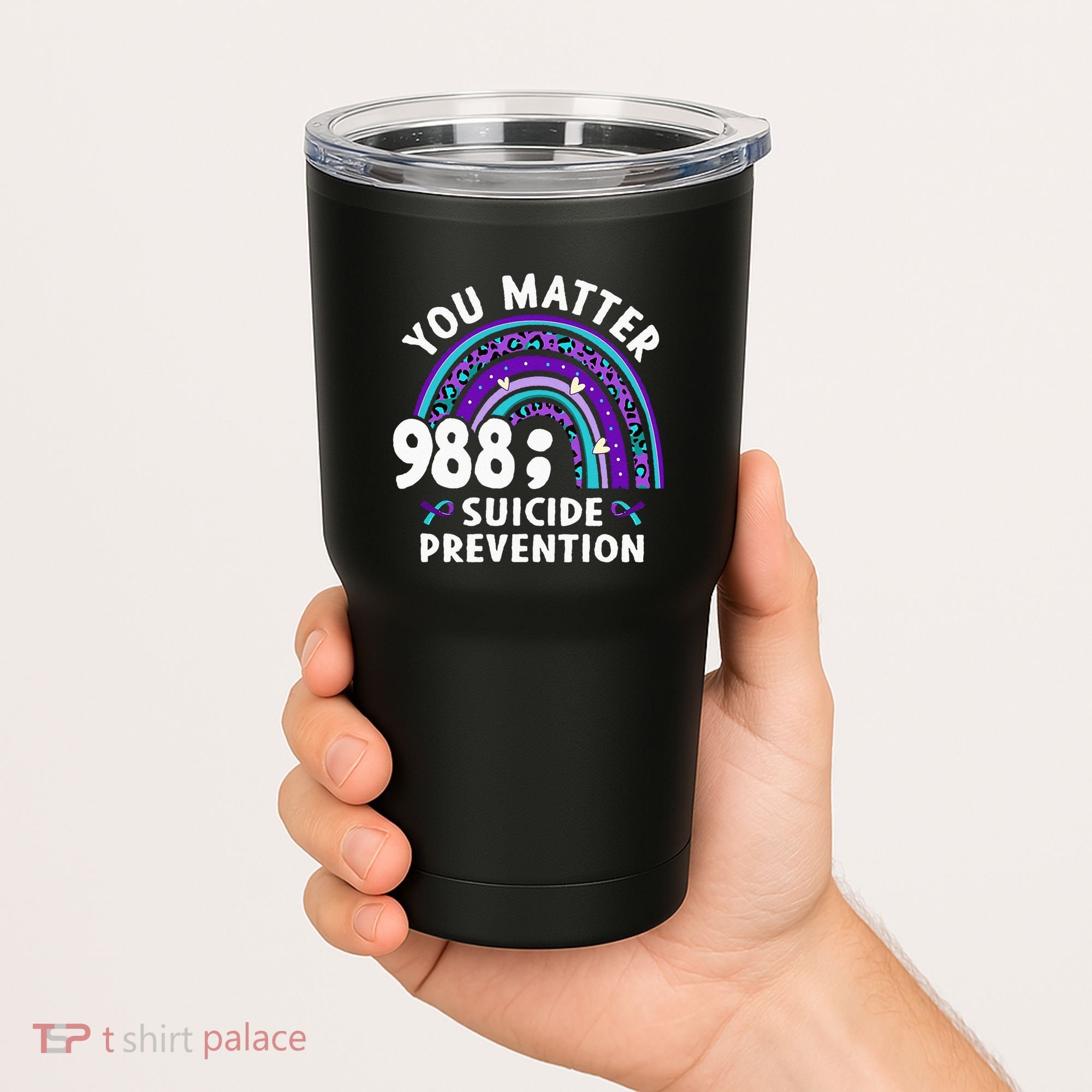 Rainbow You Matter 988 Suicide Prevention Awareness Ribbon Tumbler