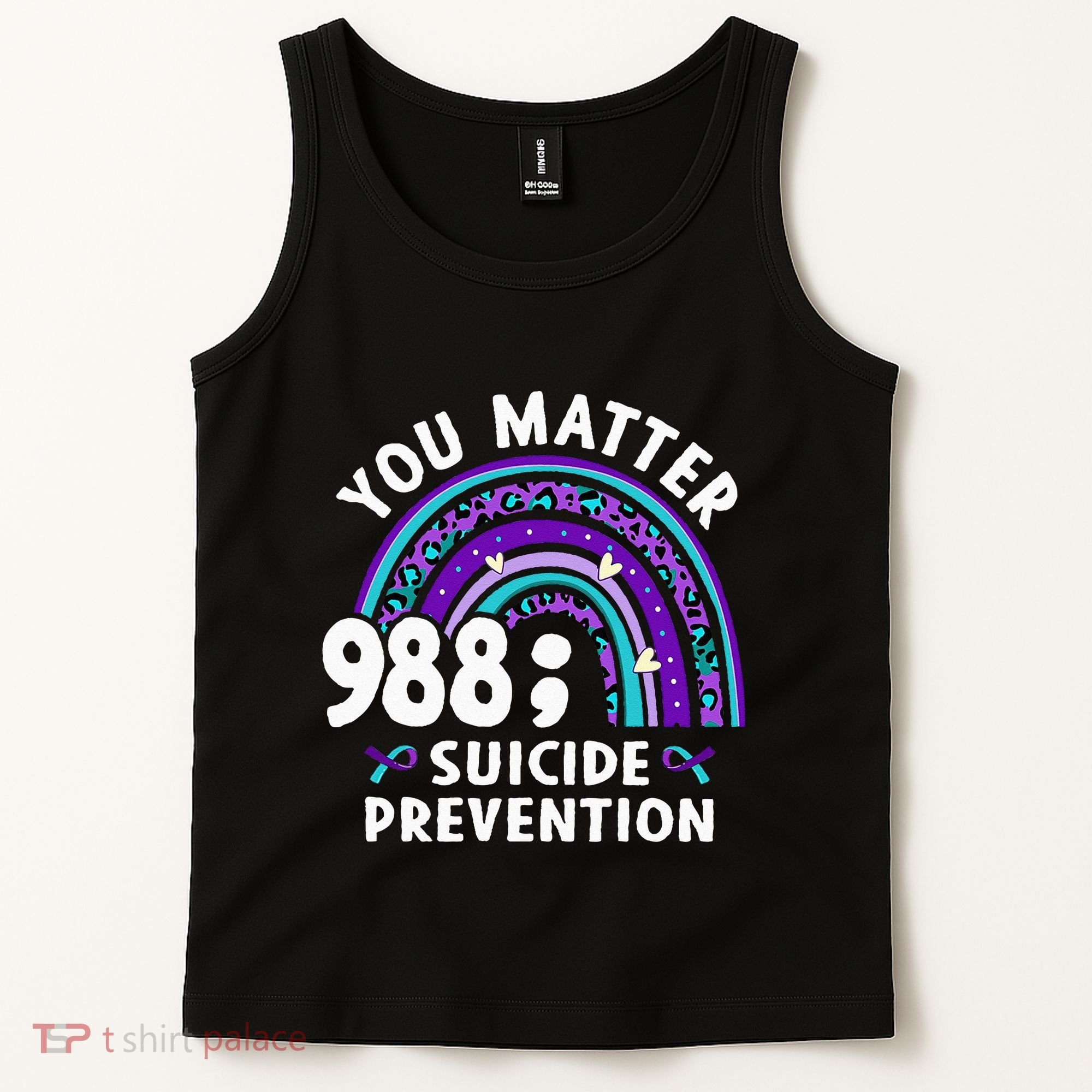 Rainbow You Matter 988 Suicide Prevention Awareness Ribbon Tank Top