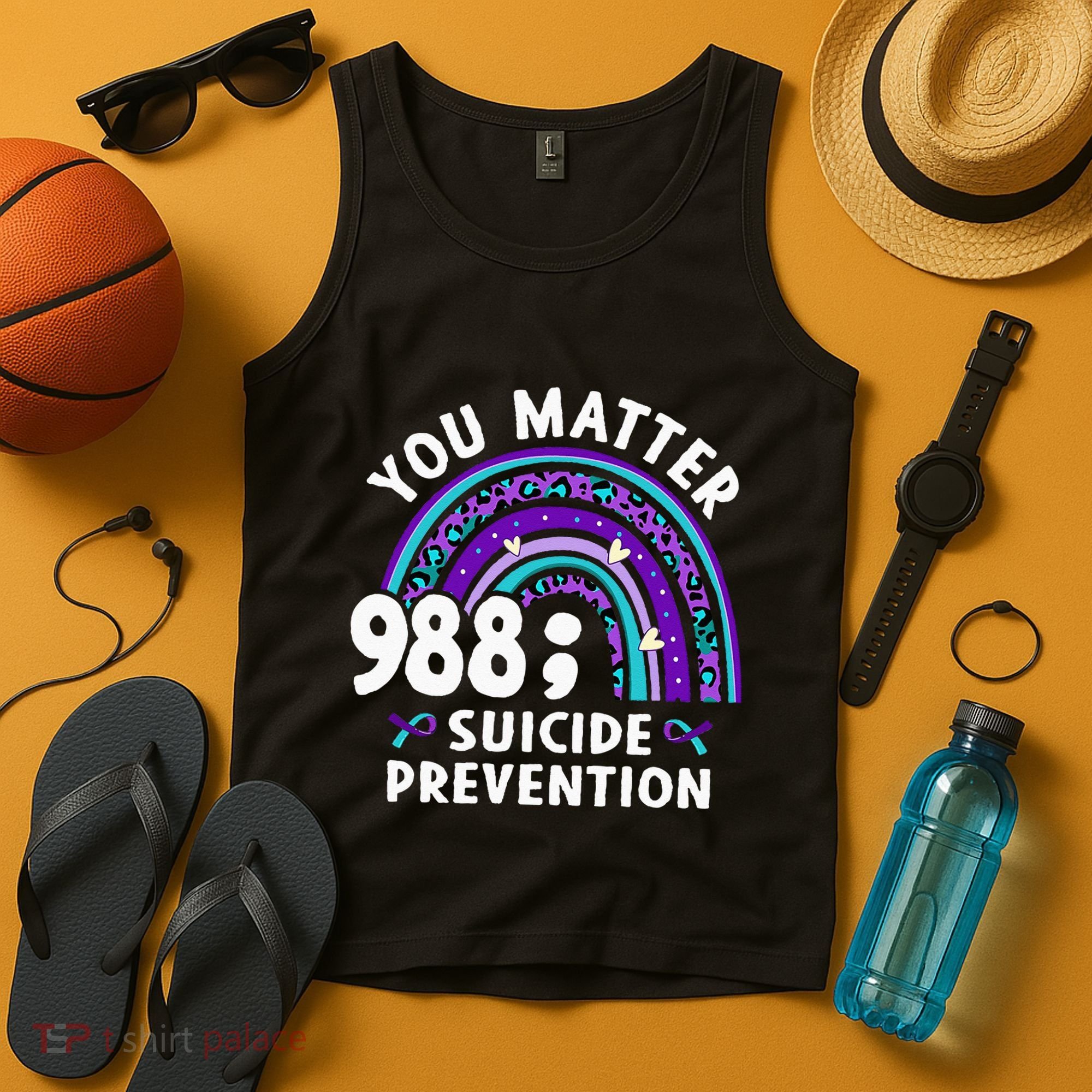 Rainbow You Matter 988 Suicide Prevention Awareness Ribbon Tank Top