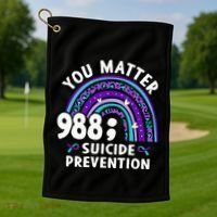 Rainbow You Matter 988 Suicide Prevention Awareness Ribbon Golf Towel thumb 1
