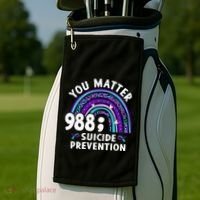 Rainbow You Matter 988 Suicide Prevention Awareness Ribbon Golf Towel thumb 2