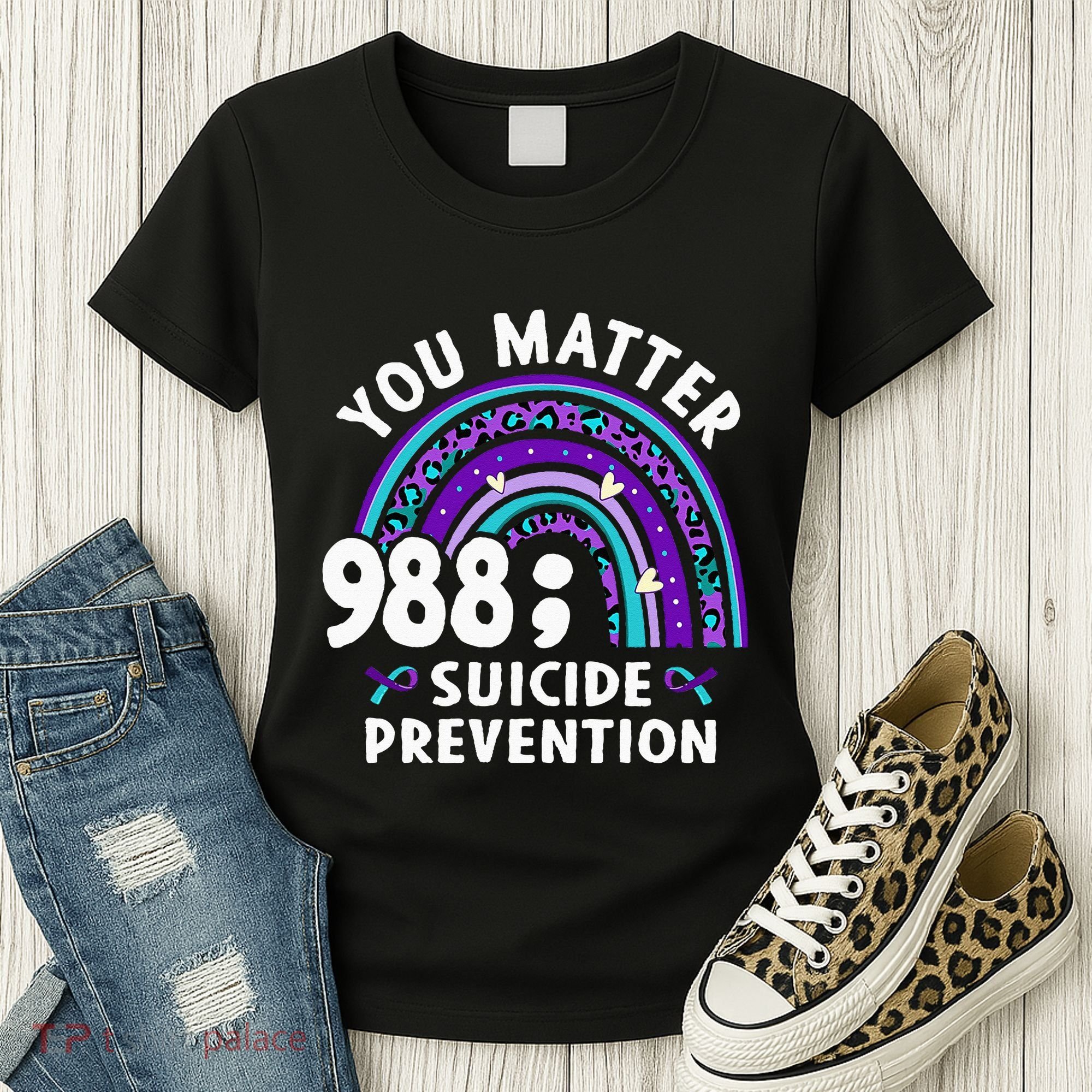 Rainbow You Matter 988 Suicide Prevention Awareness Ribbon Women's T-Shirt