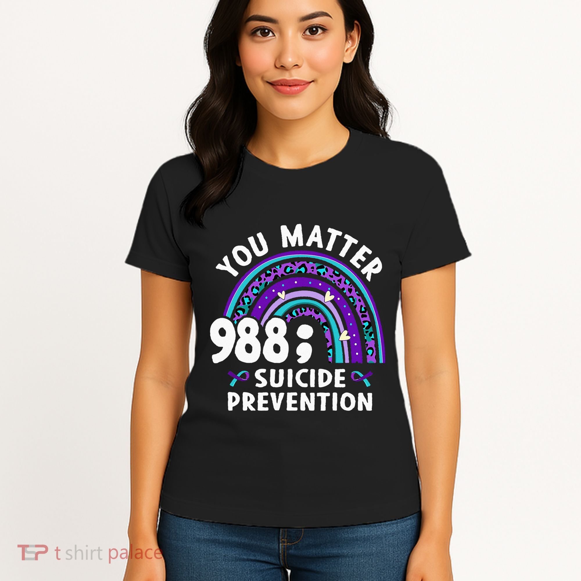 Rainbow You Matter 988 Suicide Prevention Awareness Ribbon Women's T-Shirt