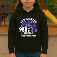 Rainbow You Matter 988 Suicide Prevention Awareness Ribbon Kids Hoodie thumb 3
