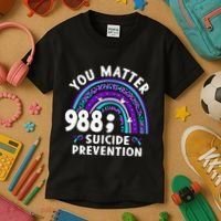 Rainbow You Matter 988 Suicide Prevention Awareness Ribbon Kids T-Shirt thumb 3