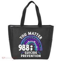 Rainbow You Matter 988 Suicide Prevention Awareness Ribbon Tote Bag thumb 0