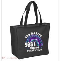 Rainbow You Matter 988 Suicide Prevention Awareness Ribbon Tote Bag thumb 2