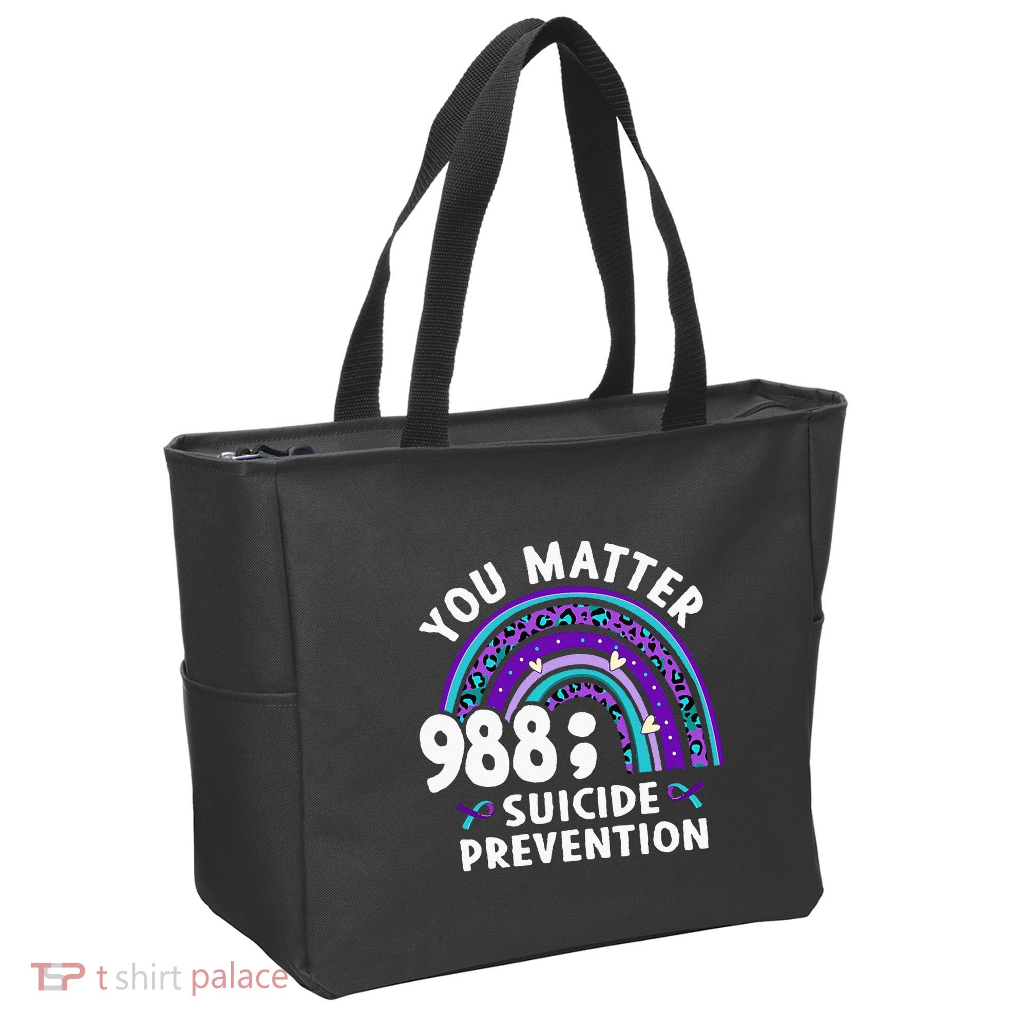 Rainbow You Matter 988 Suicide Prevention Awareness Ribbon Tote Bag