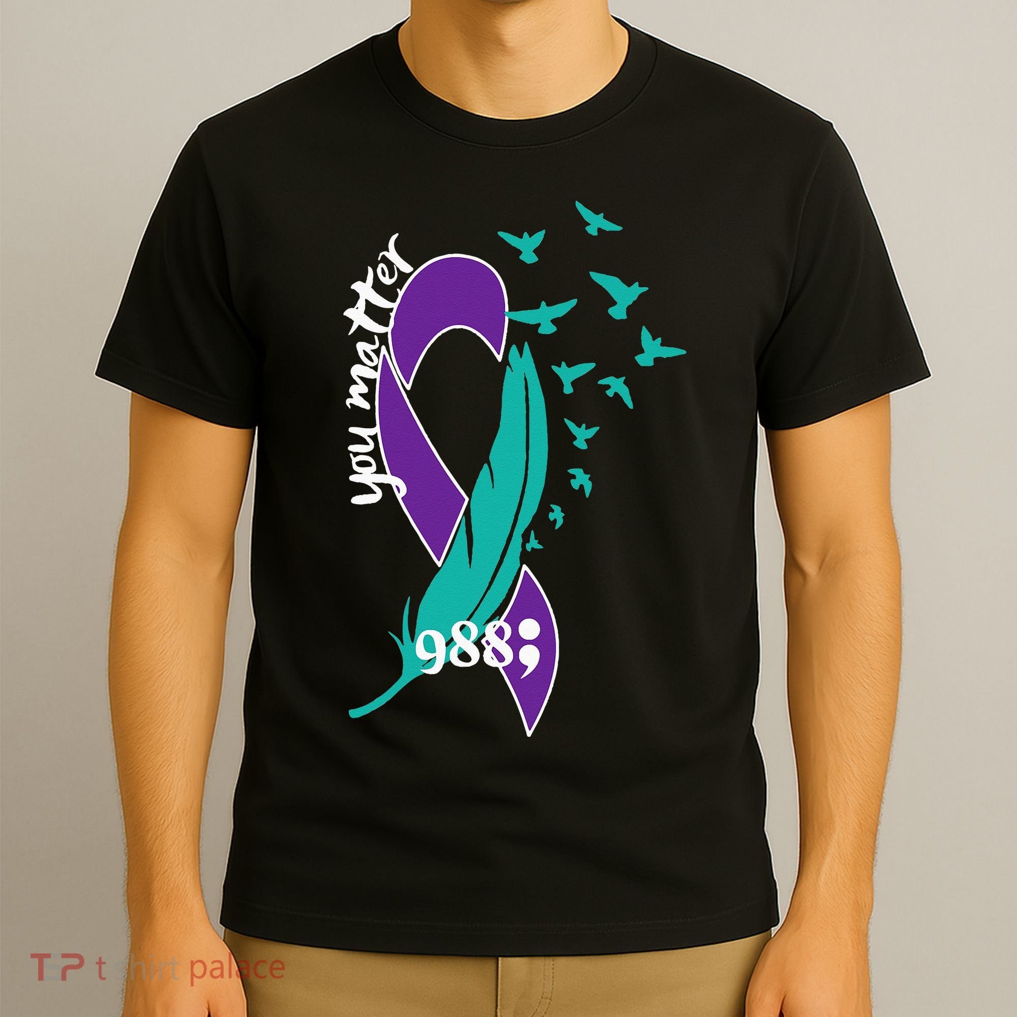 Rainbow You Matter 988 Suicide Prevention Awareness Ribbon T-Shirt