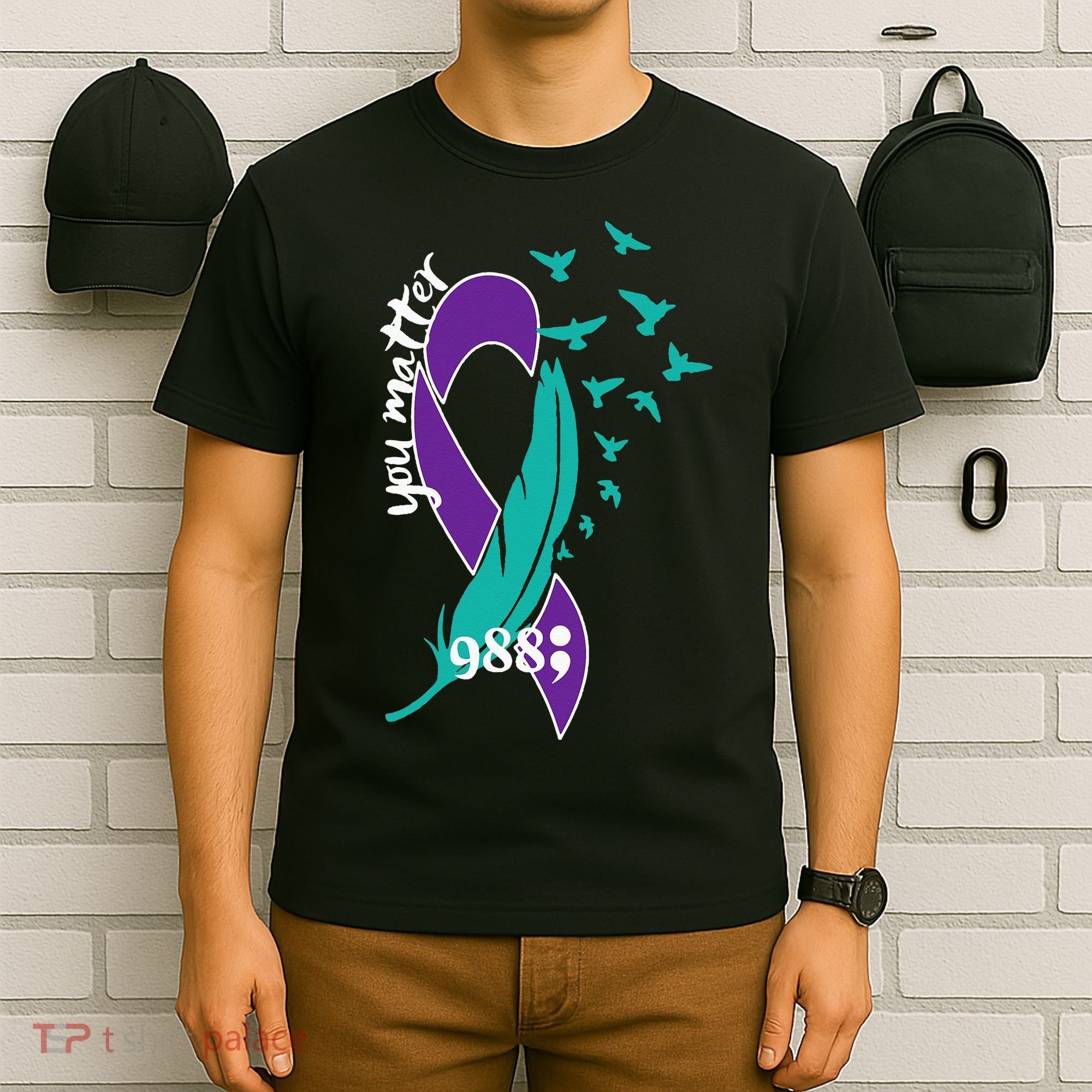 Rainbow You Matter 988 Suicide Prevention Awareness Ribbon T-Shirt