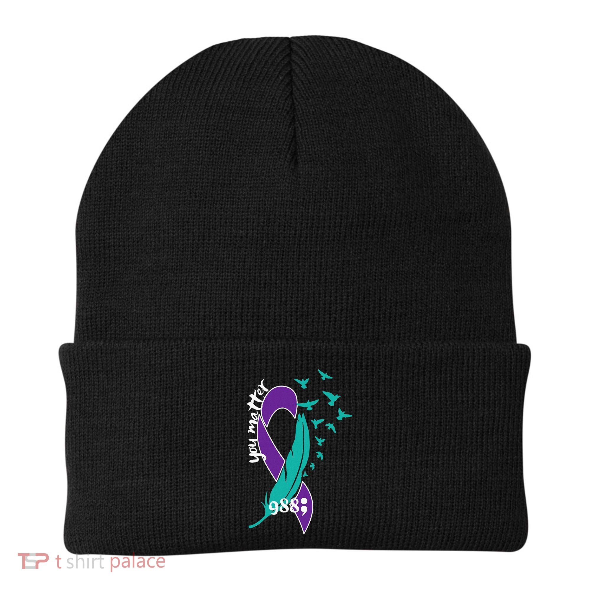 Rainbow You Matter 988 Suicide Prevention Awareness Ribbon Beanie