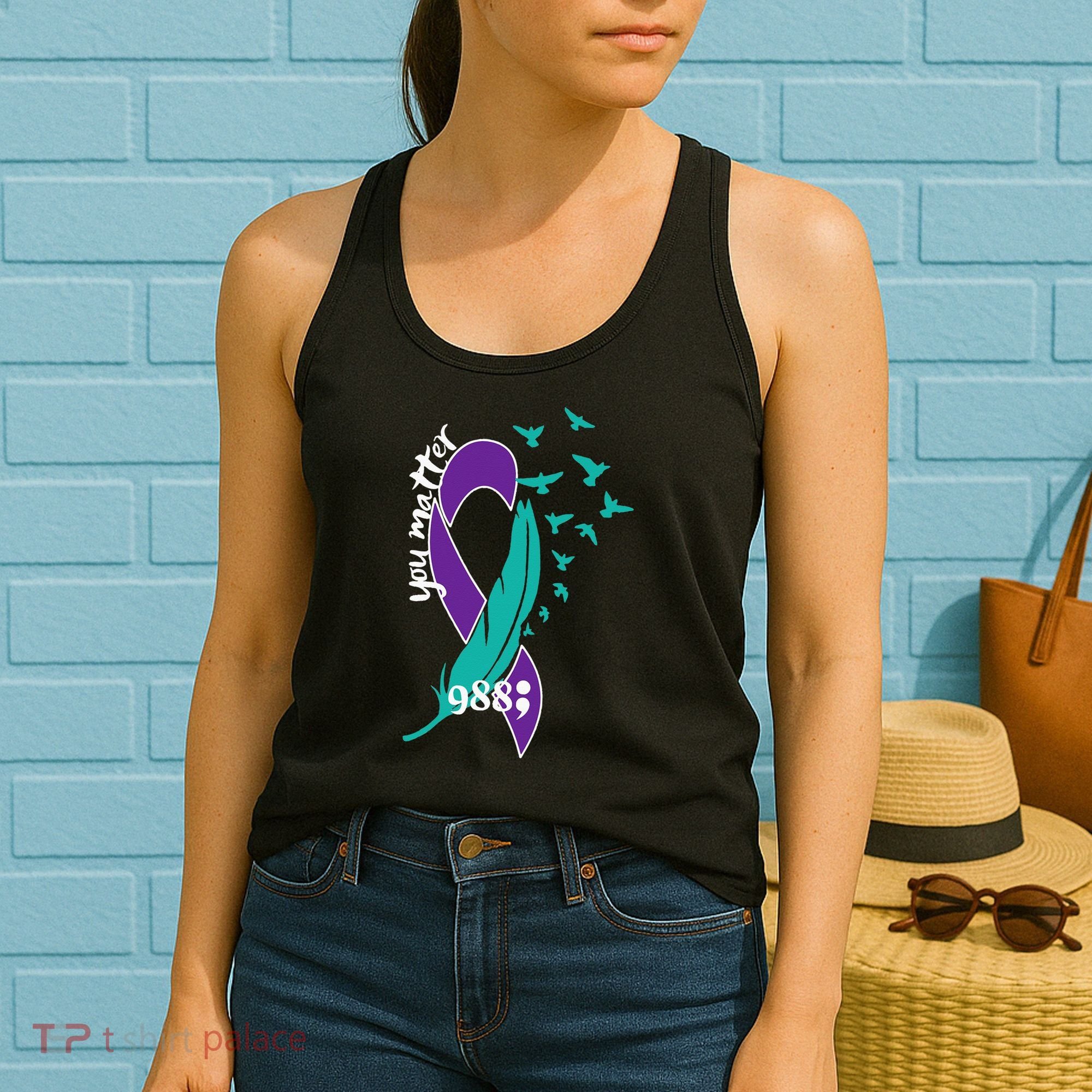 Rainbow You Matter 988 Suicide Prevention Awareness Ribbon Women's Tank Top