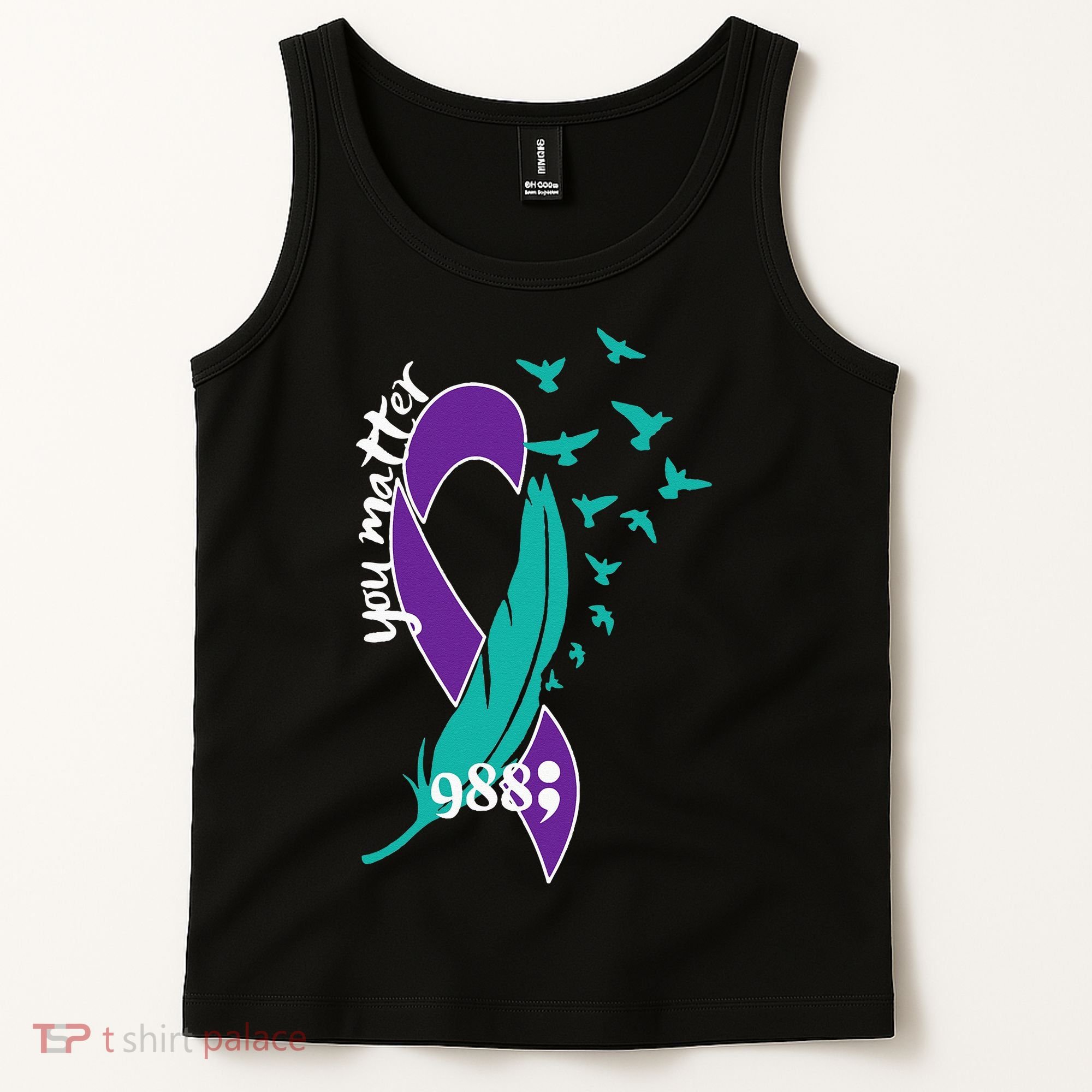 Rainbow You Matter 988 Suicide Prevention Awareness Ribbon Tank Top