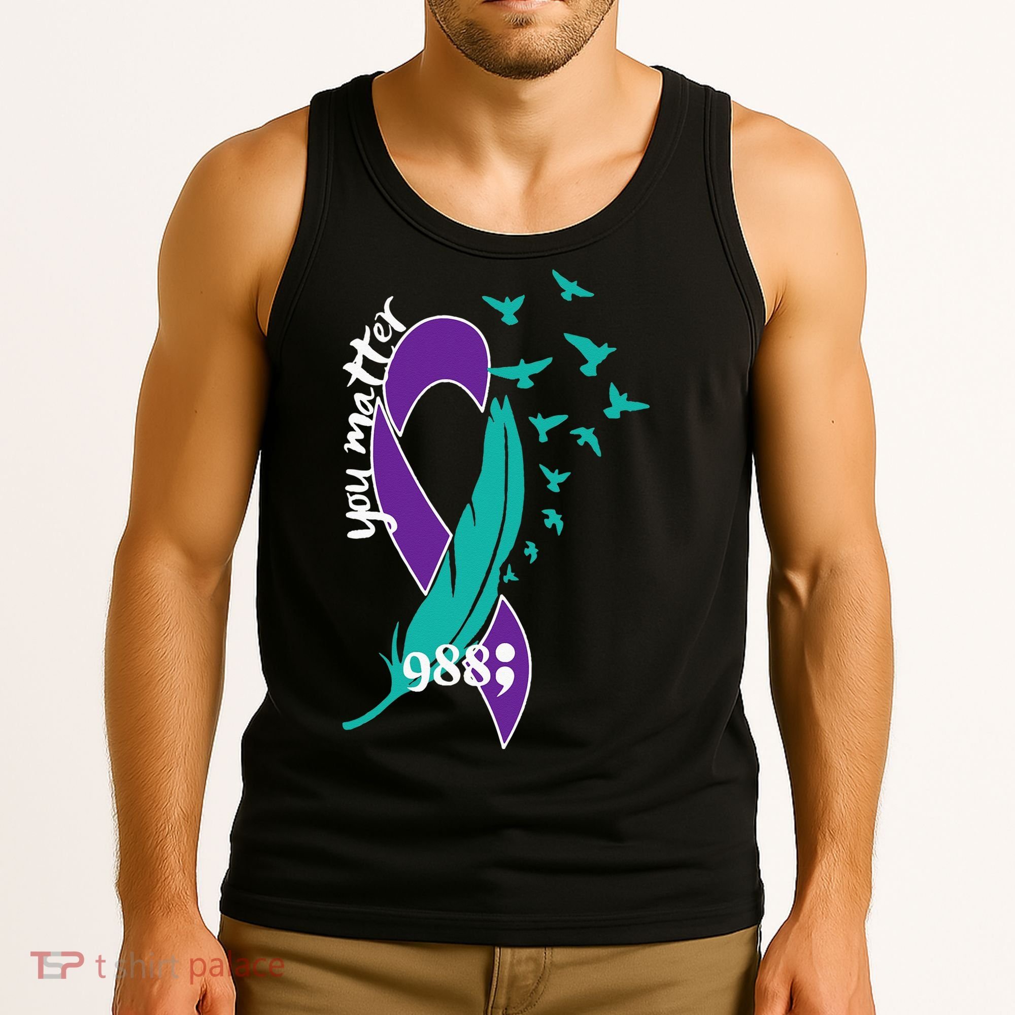 Rainbow You Matter 988 Suicide Prevention Awareness Ribbon Tank Top