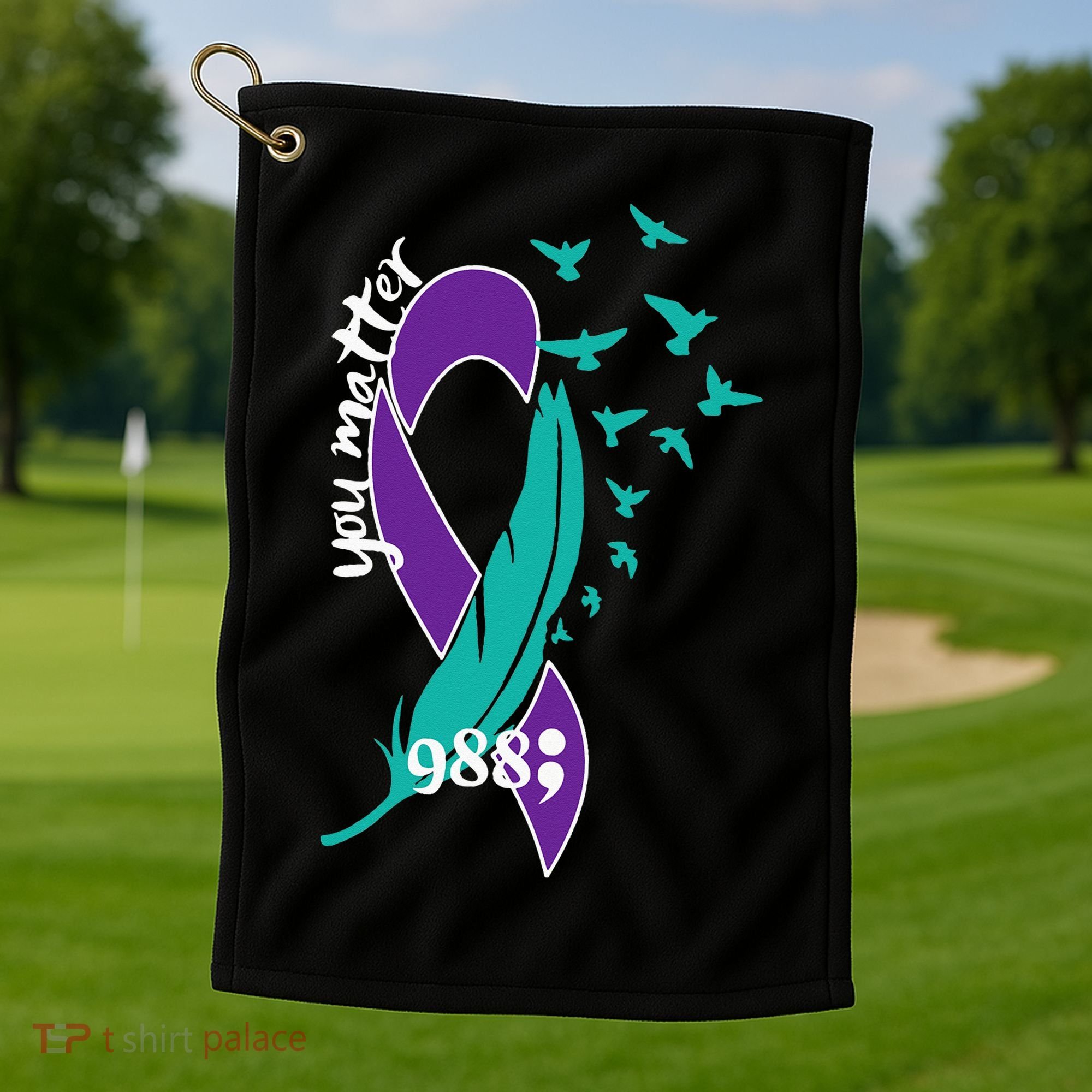 Rainbow You Matter 988 Suicide Prevention Awareness Ribbon Golf Towel