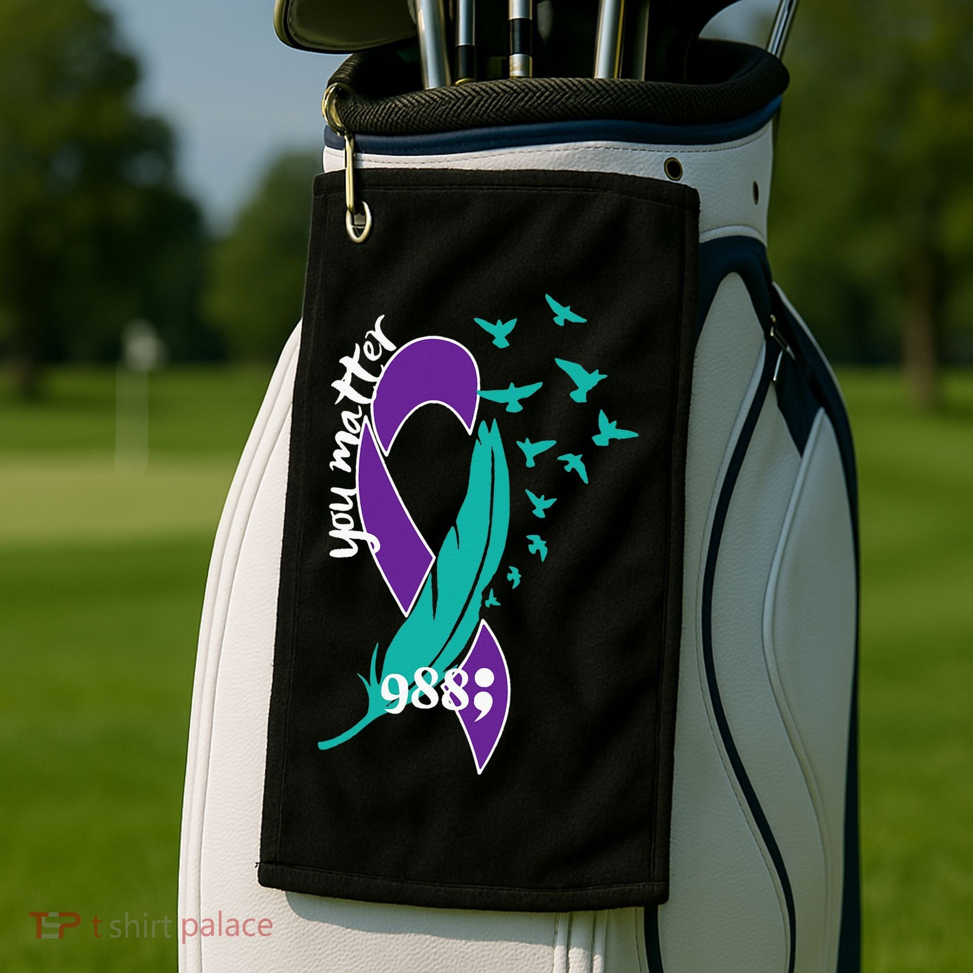 Rainbow You Matter 988 Suicide Prevention Awareness Ribbon Golf Towel