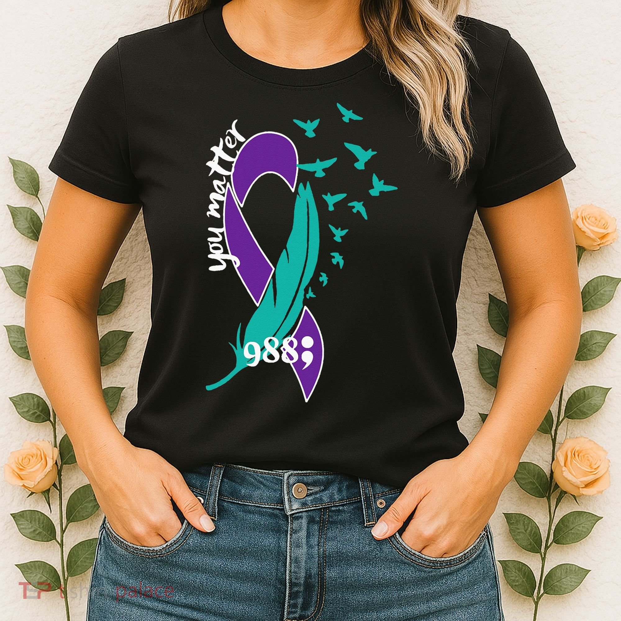 Rainbow You Matter 988 Suicide Prevention Awareness Ribbon Women's T-Shirt