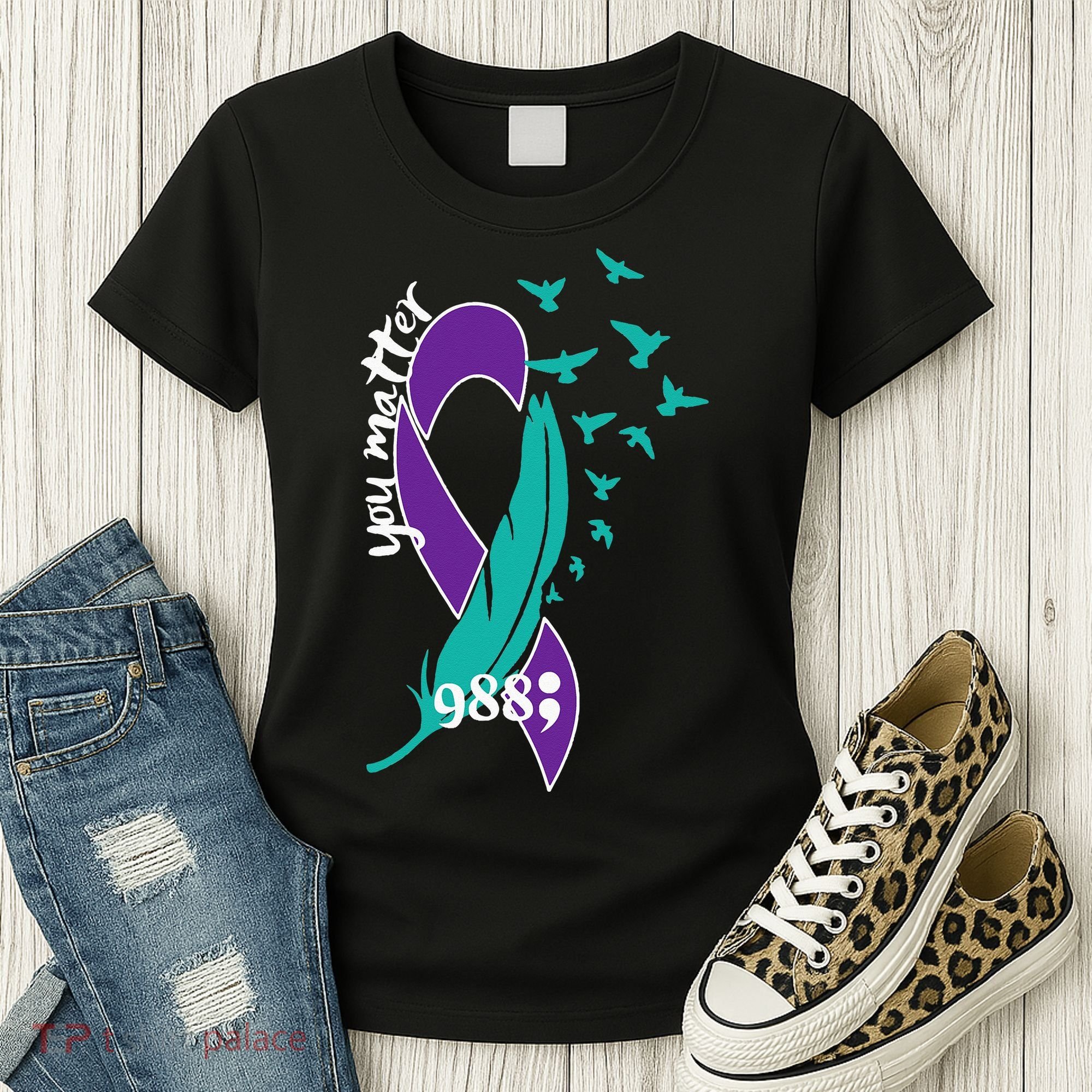 Rainbow You Matter 988 Suicide Prevention Awareness Ribbon Women's T-Shirt