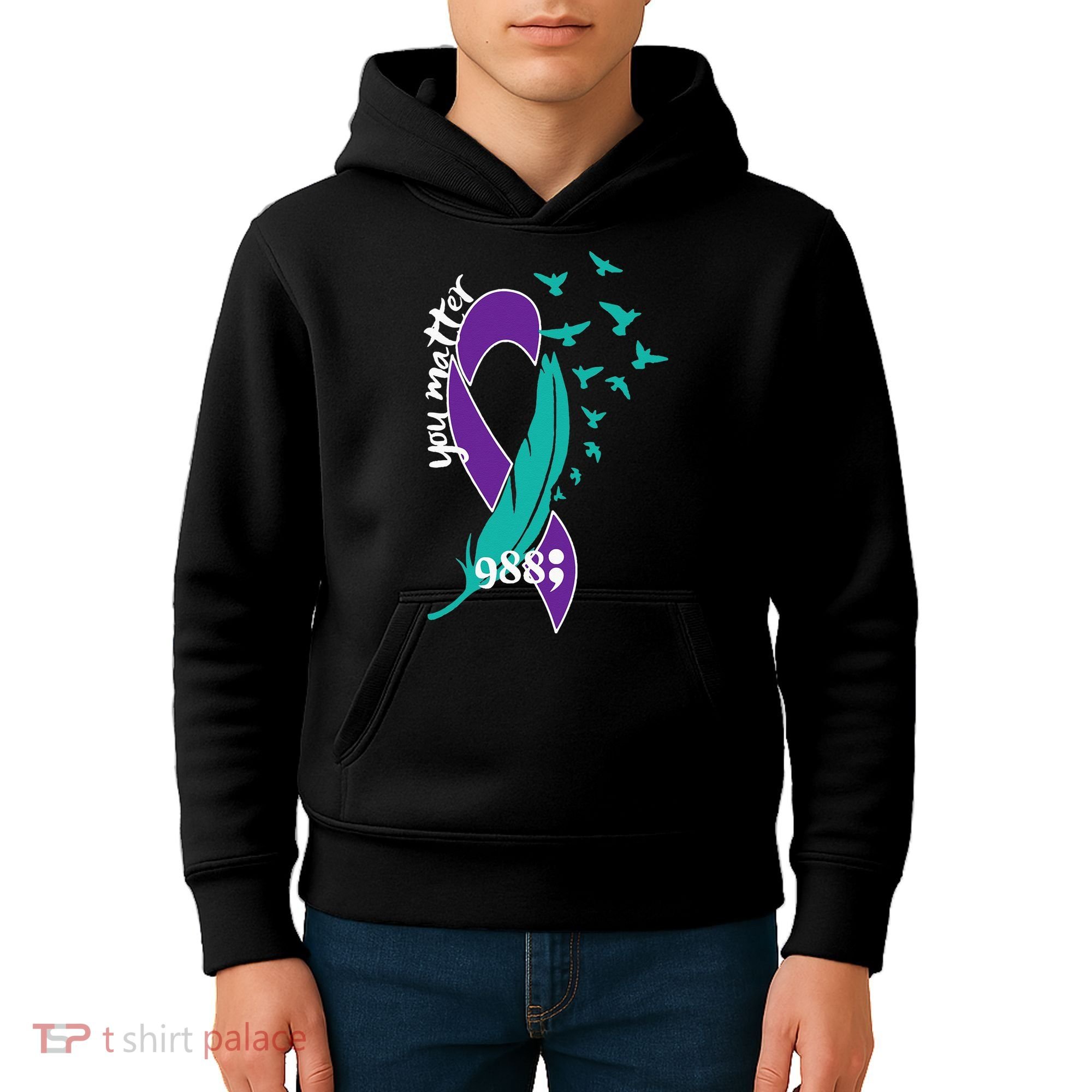 Rainbow You Matter 988 Suicide Prevention Awareness Ribbon Kids Hoodie