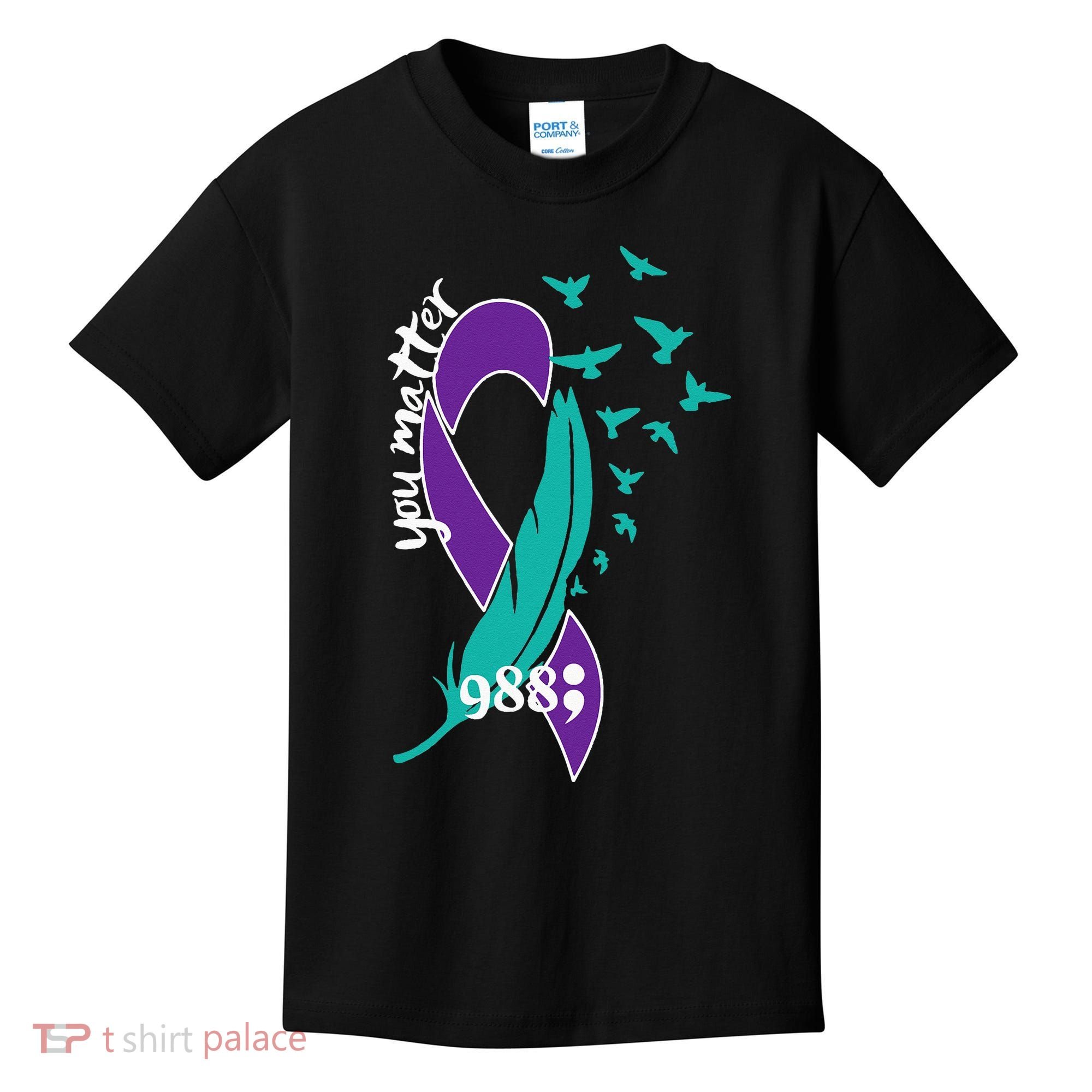 Rainbow You Matter 988 Suicide Prevention Awareness Ribbon Kids T-Shirt