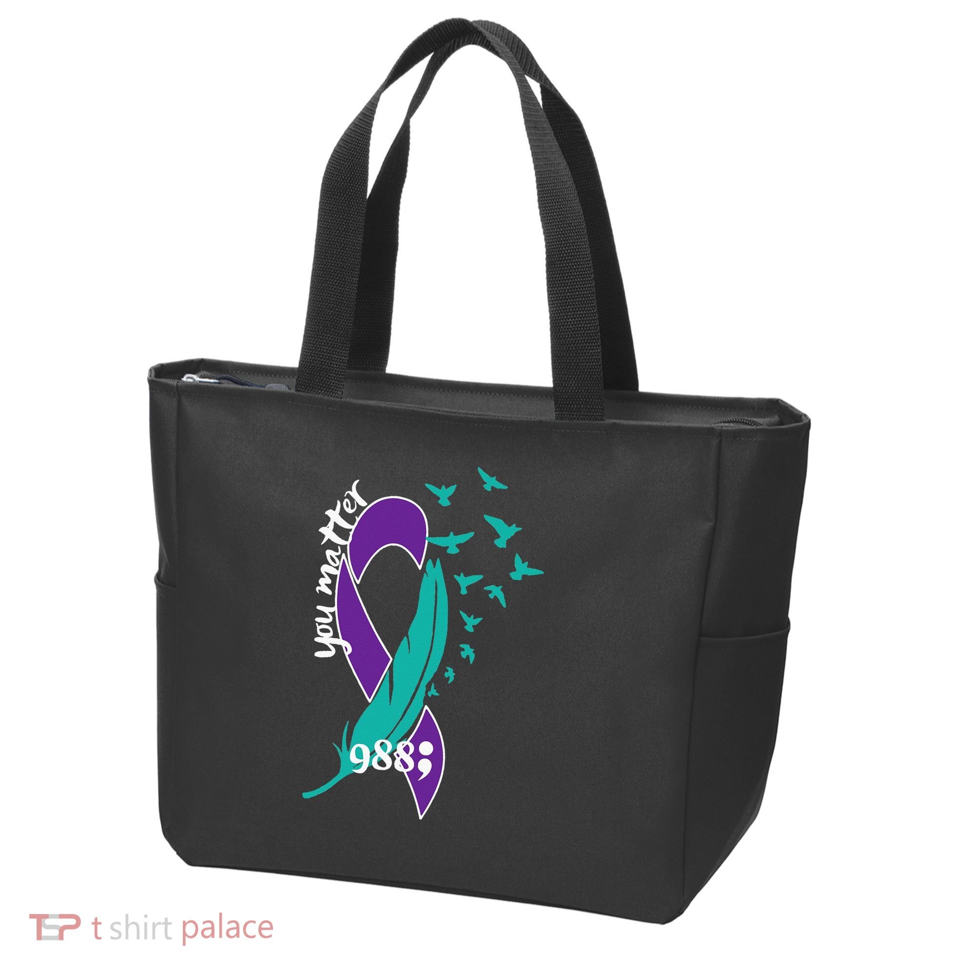 Rainbow You Matter 988 Suicide Prevention Awareness Ribbon Tote Bag