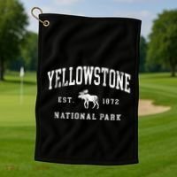 Retro Yellowstone National Park Est 1872 Hiking Golf Towel thumb 1