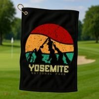 Retro Yosemite National Park Golf Towel thumb 1