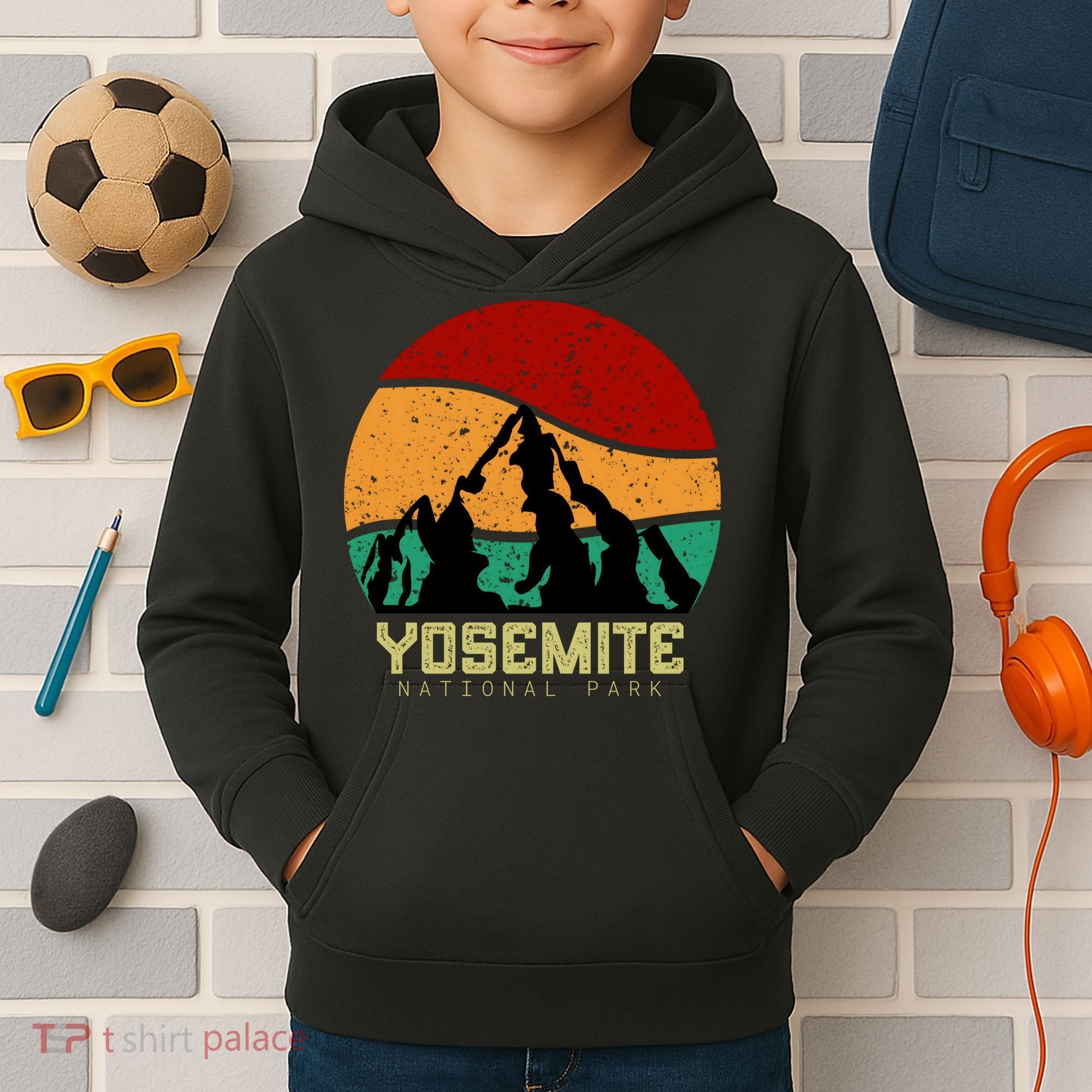 Retro Yosemite National Park Kids Hoodie