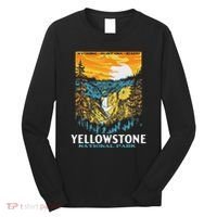 Retro Yellowstone National Park Wpa Style Lower Falls Long Sleeve Shirt thumb 0