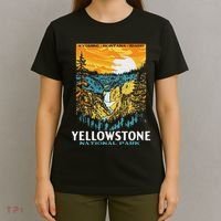 Retro Yellowstone National Park Wpa Style Lower Falls T-Shirt thumb 4
